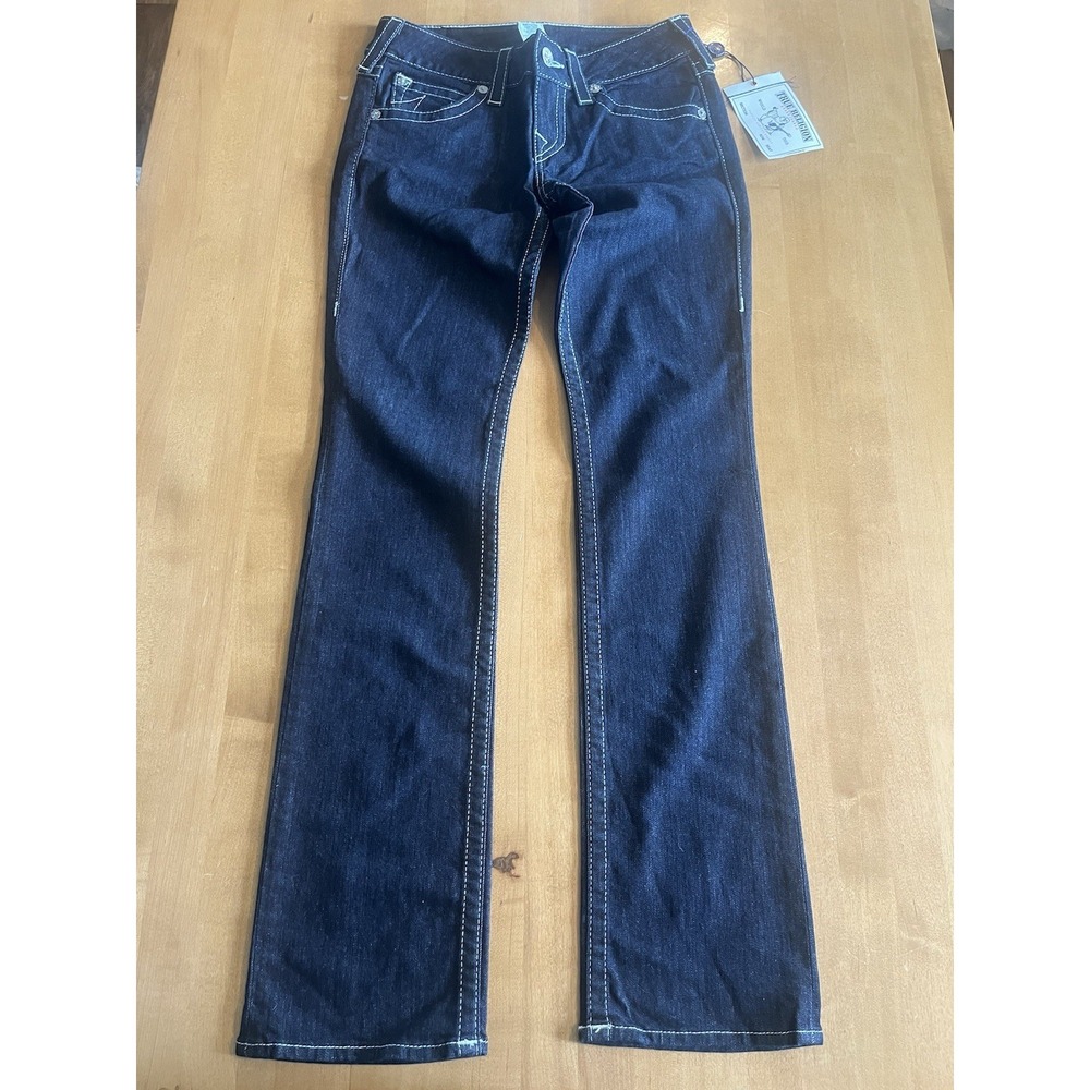 True Religion Women's Jeans Size 28 Straight Flap Body Rinse NEW‎ Denim Spades